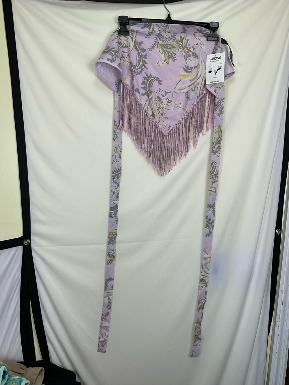 Urban Outfitters Lavender Paisley Fringe Sarong Wrap